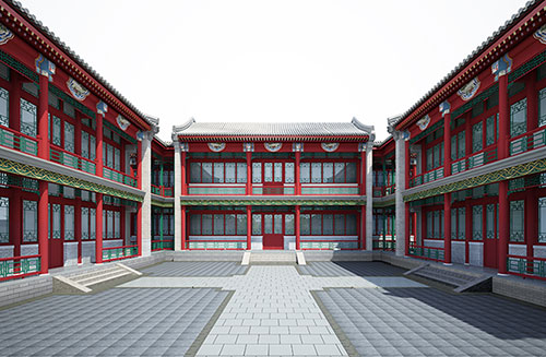 德州北京四合院设计古建筑鸟瞰图展示